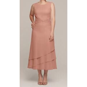 AW BRIDAL SZ 12 L dusty rose Babette mother of the bride 2 pc maxi dress B67